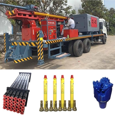 جهاز حفر آبار المياه Gl300at 6x4 مثبت على شاحنة Dth بضاغط هواء